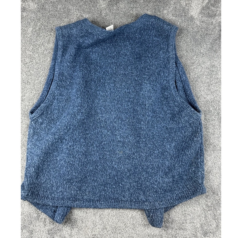 Honors‎ Vintage Blue Knit Studded Vest Womens Medium Ramie Cotton Heart Buttons - Picture 4 of 9